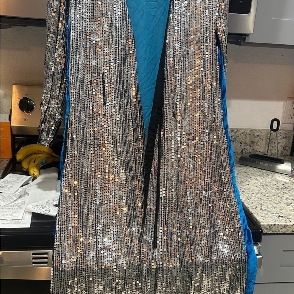 The Attico Silver Sequin Sleeveless Cocktail Gown